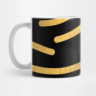 Black Gold colored abstract lines pattern Mug